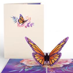 Pop-up greeting card with a butterfly and floral design