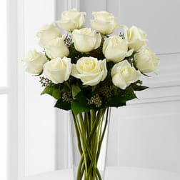 Dozen Long Stem White Roses by BloomNation™