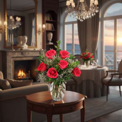 VIBRANT FUCHSIA ROSES ARRANGEMENT