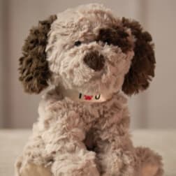 8" Plush Puppy, Taupe and Brown