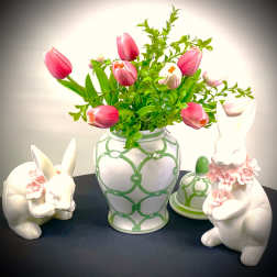 Silk Tulips in Ginger Jar