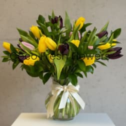 Fresh Tulip Bouquet in Glass Vase