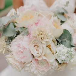 Blush and ivory bridal bouquet with roses and peonies