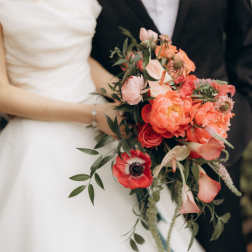 Timeless Elegance with a Coral Bloom