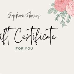 Floral gift certificate with pink flowers in the corners
