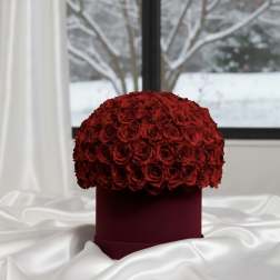 Luxury Rose Dome Hat Box – Fresh Flower Arrangement
