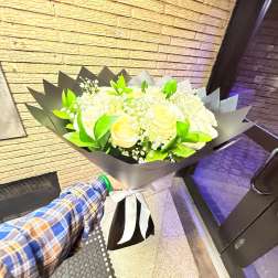 Pure Love Dozen White Rose Bouquet