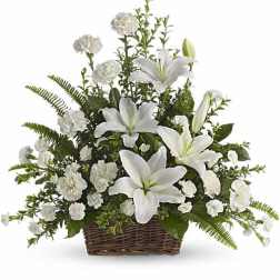 Peaceful White Lilies Basket