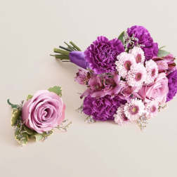 Bouquet & Boutonniere Set (Purple)