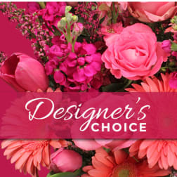 Pink mixed flowers with a "Designer’s Choice" label
