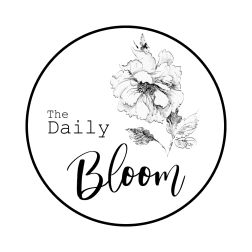 Circular logo with a line-drawn flower and the words "The Daily Bloom"