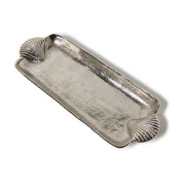 Shell Handled Silver Tray