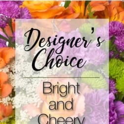 Bright mixed bouquet with purple, orange, pink, and green flowers