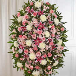 Pink & White Funeral Standing Spray