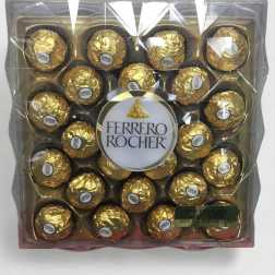 Box of Ferrero Rocher chocolates in gold wrappers