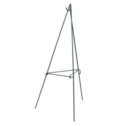 Black metal easel stand on a white background