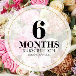 Floral subscription graphic with pink and cream roses and the text "6 months subscription"