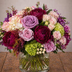 Velvet Peony Garden – Roses & Hydrangea Arrangement