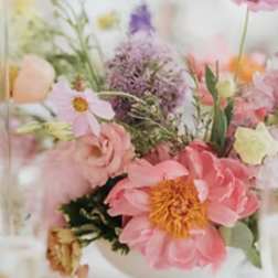 Pastel bouquet with pink and lavender flowers