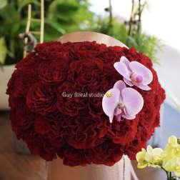 Velvet Red Roses & Orchid Elegance