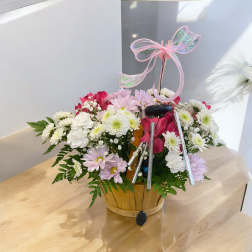 Soft Pink Basket With Windchime