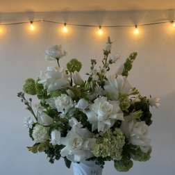 Green queen- white roses, green Hydrengea, Alstromeria, mattiola