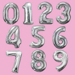 Silver Number Balloons