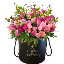 Pinks in a Hat Box
