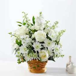 All White Heartfelt Condolence Bouquet