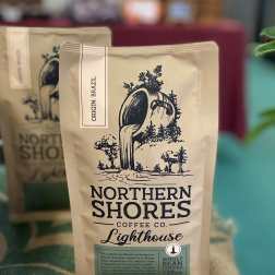 Bag of Northern Shores Lighthouse whole bean coffee