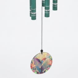 36" Teal Wind Chime w/ Glass Hummingbird Paddle