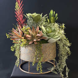 Faux Succulent Metal Plant Stand