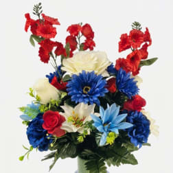 Red, White and Blue Cemetery Vase Bouquet