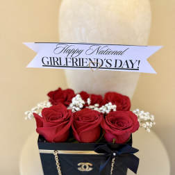 Black Chanel inspired rose chain bag