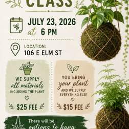 Kokedama Class -July 23, 2026 @ 6 pm