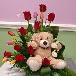 Dazzling tulips and roses