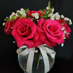 Small roses by the dozen (with greens and fillers)