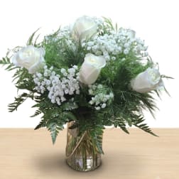 Half Dozen White Roses