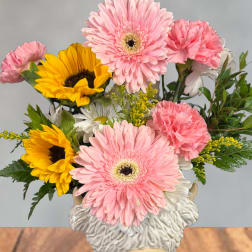 Highland cow flower arrangement