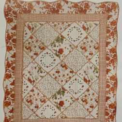 Burnt Orange & Cream Quilted Throw