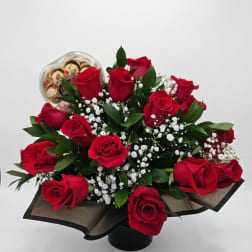 Luxury Round Arrangement - 25 Red Roses