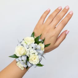 White Mini Rose wrist corsage
