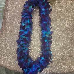 Hawaiian Lei - Flower lei - Fresh blue Orchid Lei