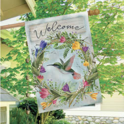 Hummingbird Wreath House Flag