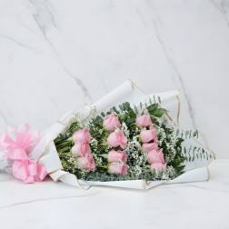 Pink Roses Cascading Bouquet