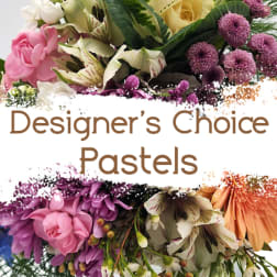 Pastel mixed bouquet with pink, purple, white, and peach flowers