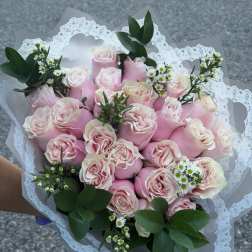 25 pink roses