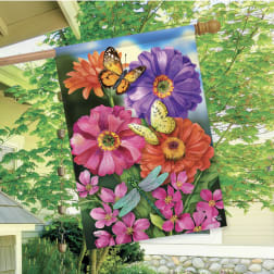 Zinnias In Bloom House Flag