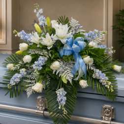 C22 - Blue and White Casket Spray