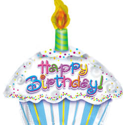 18" Happy Birthday Cupcake Mylar